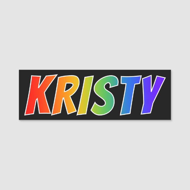 Första Namn (KRISTY): Roligt Rainbow Coloring Namnbricka (Framsida)