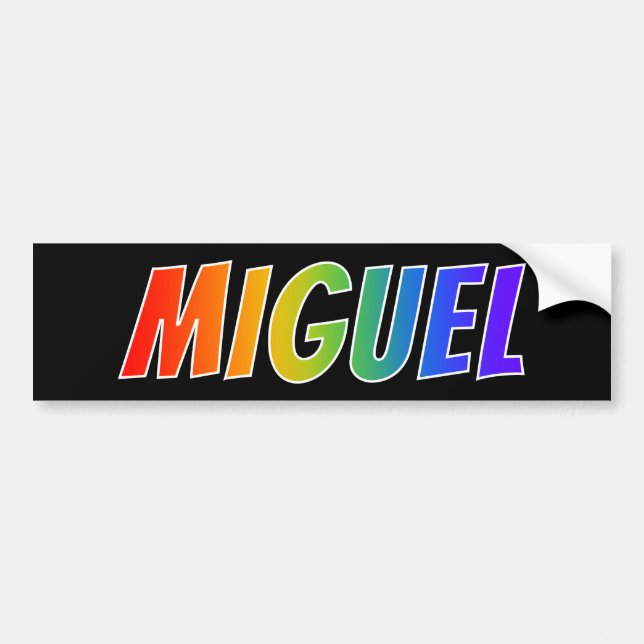 Första Namn, "MIGUEL": Roligtens regnbågsfärgning Bildekal (Framsidan)