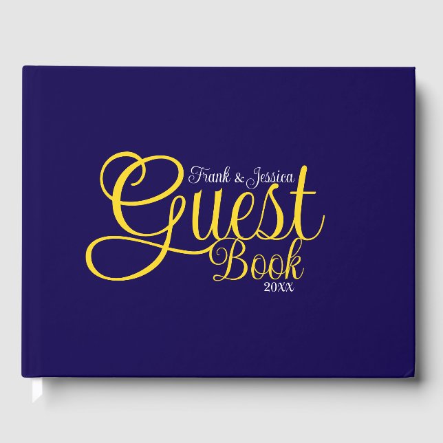 Första Namn Modern Elegant White Gult Calligraphy Gästböcker (Framsida)