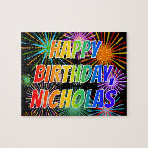 Första Namn, ’NICHOLAS’, Roligt ’GRATTIS P Pussel