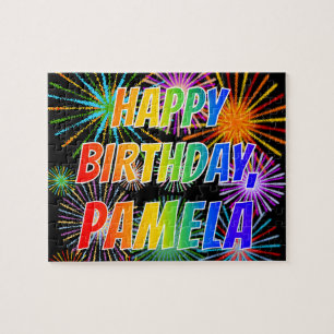 Första Namn, "PAMELA", Roligt "GRATTIS PÅ FÖDEL Pussel