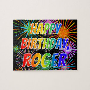 Första Namn, "ROGER", Roligt "GRATTIS PÅ FÖDELS Pussel