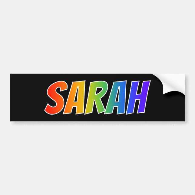 Första Namn, "SARAH": Roligtens regnbågsfärgning Bildekal (Framsidan)