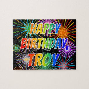 Första Namn, "TROY", Roligten "GRATTIS PÅ FÖDELSED Pussel
