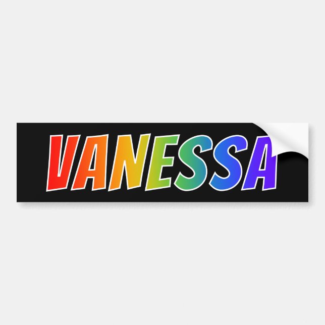 Första Namn ’VANESSA’: Roligt Regnbågsfärgning Bildekal (Framsidan)