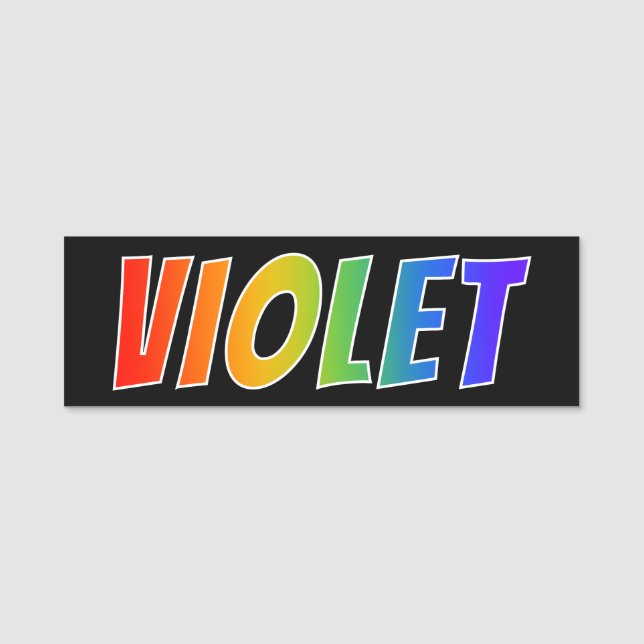 Första Namn, "VIOLET": Roligtens regnbågsfärgning Namnbricka (Framsida)