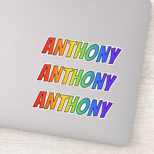 Första Namnen "ANTHONY" med Roligt regnbågsfärg Klistermärken