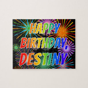 Första Namnen "DESTINY", Roligten "GRATTIS PÅ F Pussel