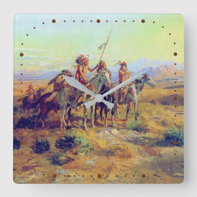 Första nationerna i Scouts CM Russell Native Ameri Fyrkantig Klocka (Framsida)