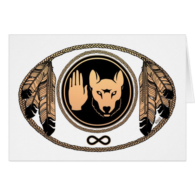 Första nationscertifikat Metis Varg Native Art Car Hälsningskort (Framsidan Horizontal)