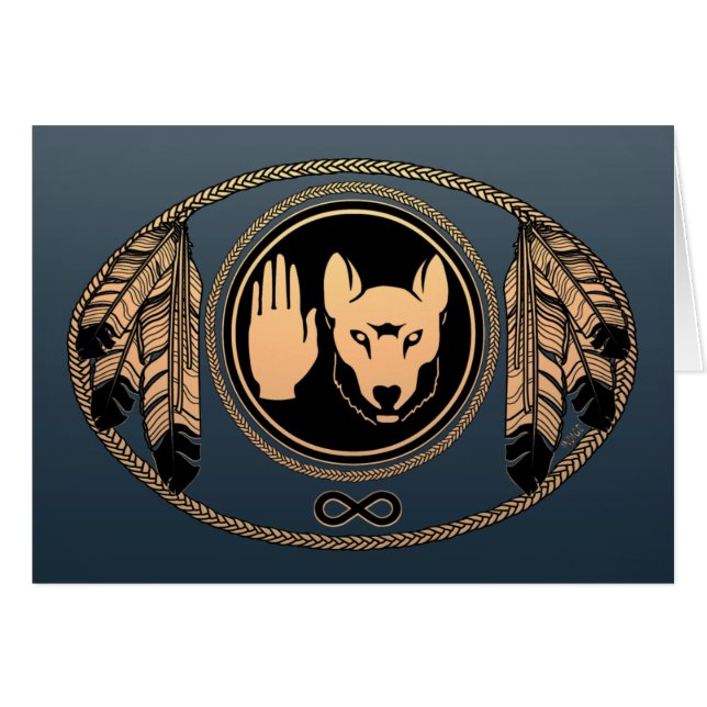 Första nationscertifikat Varg Native Art Cards Met Hälsningskort (Framsidan Horizontal)