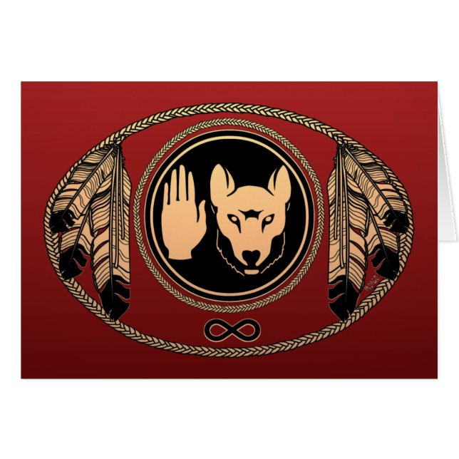 Första nationscertifikat Varg Native Art Cards Met Hälsningskort (Framsidan Horizontal)