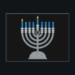 Första natten på Hanukkah Glitter vykort<br><div class="desc">Hanukkah 2022 börjar på kvällen Söndag den 18 december och slutar på kvällen måndagen den 26 december</div>