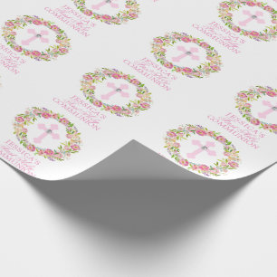 Första nattvard för rosa flicka för vattenfärg presentpapper