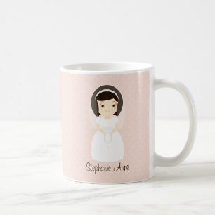 Första nattvardbrunettflicka kaffemugg
