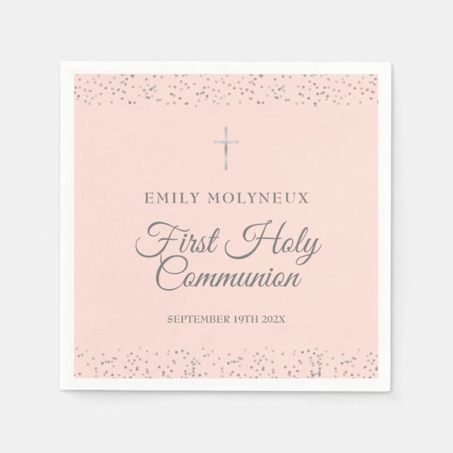 Första nattvarden Blush Rosa Silver Stjärnstoft Pappersservett (Framsidan)