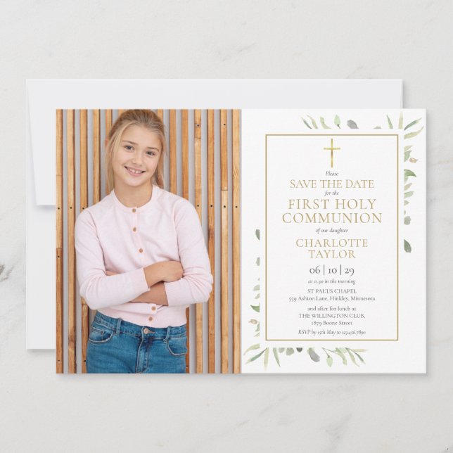 Första nattvarden Elegant grönska Foto Spara Datumet (Framsida)
