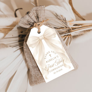 Första nattvarden Pärlor Bow Gift Tags Presentetikett