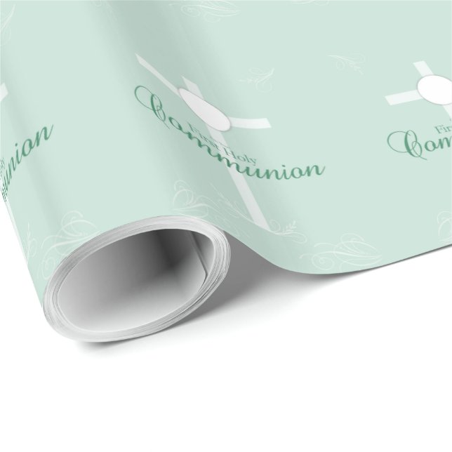 Första nattvarden, text i mjuk grön presentpapper (Rullad Hörn)