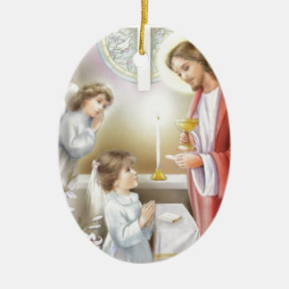 Första nattvardflicka julgransprydnad keramik