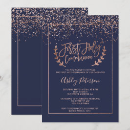 Första nattvardsgång för rosa guld- chic för inbjudningar