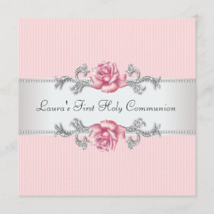 Första nattvardsgång för rosa rosflickor inbjudningar