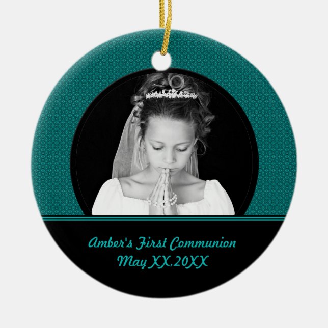 Första nattvardsgångfotoprydnad julgransprydnad keramik (Framsidan)