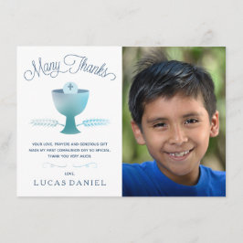 Första nattvardtackkort - bild, pojke tack kort