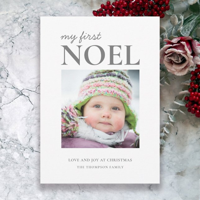 Första Noel Baby Photo Första jul Julkort (Available in both printed and instant download formats.)
