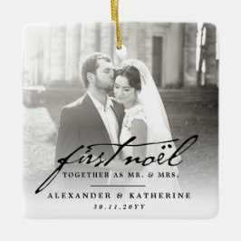 Första noel Gamla handskriftsfoto för Bröllop i He Julgransprydnad Keramik