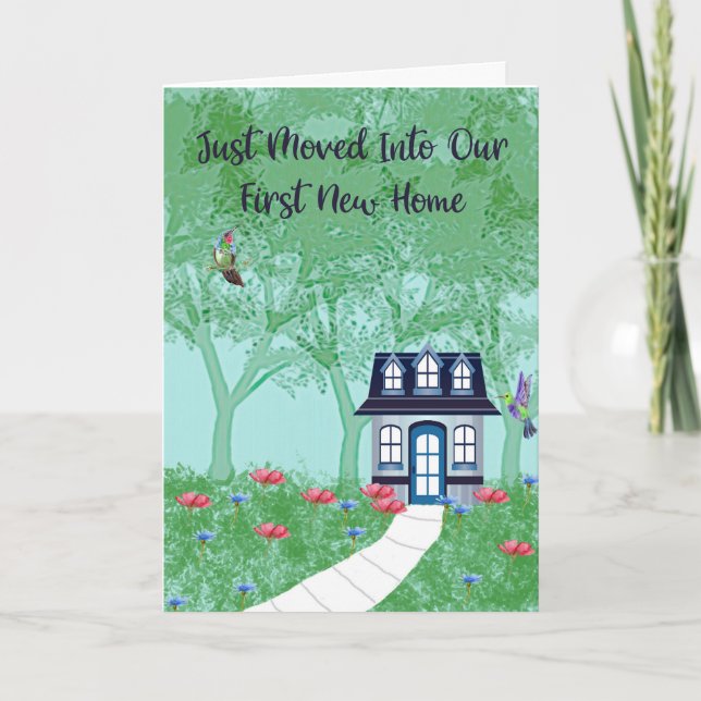 Första nya hemmeddelande tack kort (Framsida)