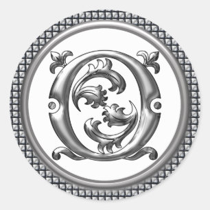 Första O Round Sticker i Silver Runt Klistermärke