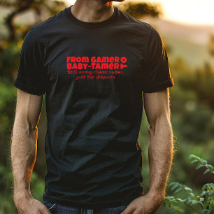 Första pappa dag röd brev ironisk t shirt