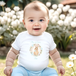 Första Påsk Cute Bunny Personlig Namn Blue T Shirt