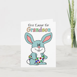 Första Påsk för Grandson Cute Bunny Greeting Card Helgkort