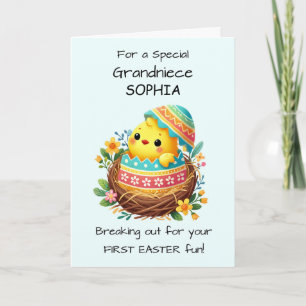 Första Påsk Grandniece Personalize Påsk Chick Kort