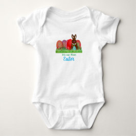 Första Påsk med ägg och Bunny Baby Bodykostym T Shirt