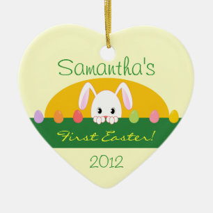 Första Påsk Peeking Bunny Personlig Ornament