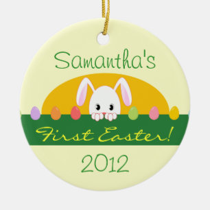 Första Påsk Peeking Bunny Personlig Ornament