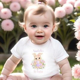Första Påsk Personlig Namn Flickans Rosa Lila T Shirt