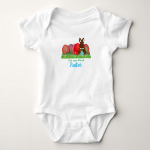 Första påsken med ägg och kanin Baby Bodysuit T Shirt