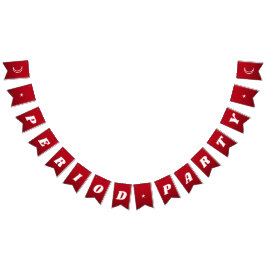 Första perioden Cute Mörk Red Groovy Lettering Vimplar