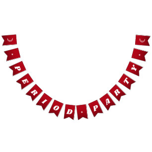Första perioden Cute Mörk Red Groovy Lettering Vimplar