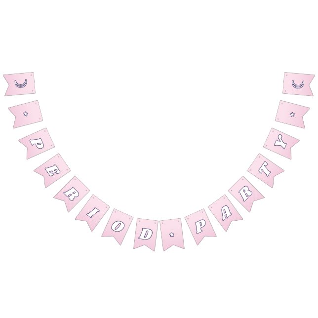 Första perioden Cute Pastel Rosa Groovy Lettering Vimplar (Alla)