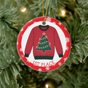 Första plats fulsvetsar-vinnare jul julgransprydnad keramik