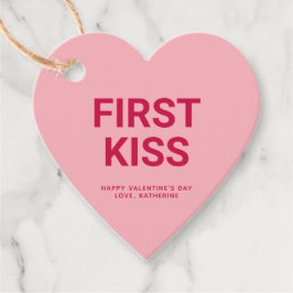 Första pussen rosa roligt på hjärtat Söta Alla hjä Gåvor Etiketter