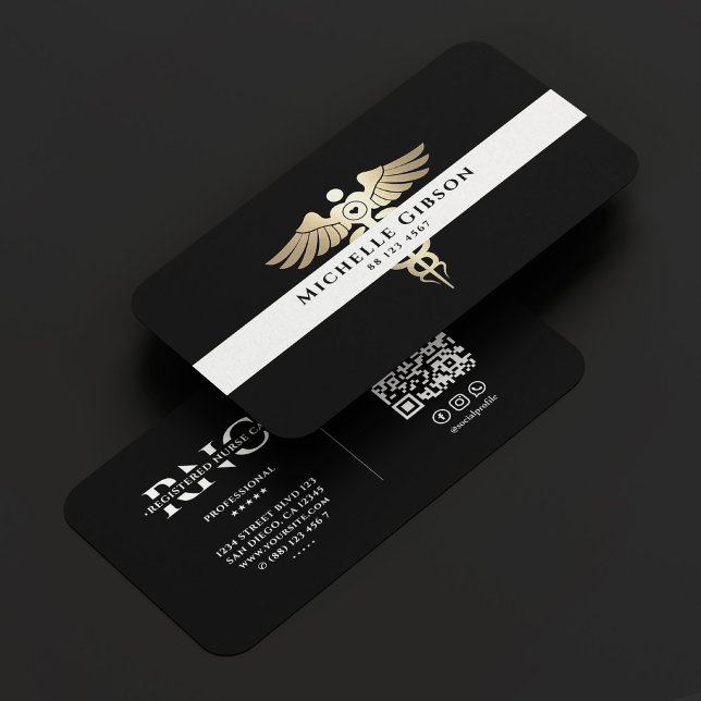 Första Räddingen som svarar på behandlingen Medici Visitkort (First Responder Rescue Medical Nurse EMS Caduceus Business Card
)