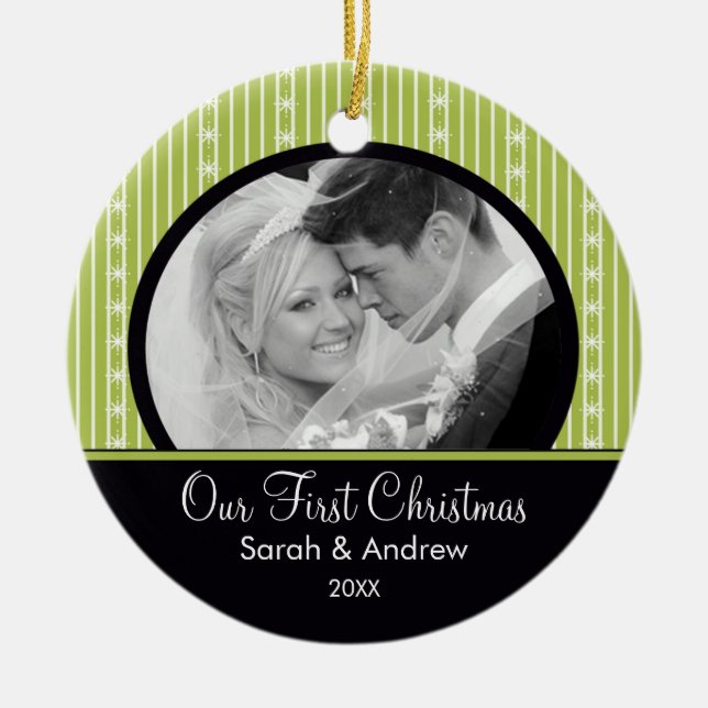 Första randar för för julprydnadgrönt & svart julgransprydnad keramik (Framsidan)