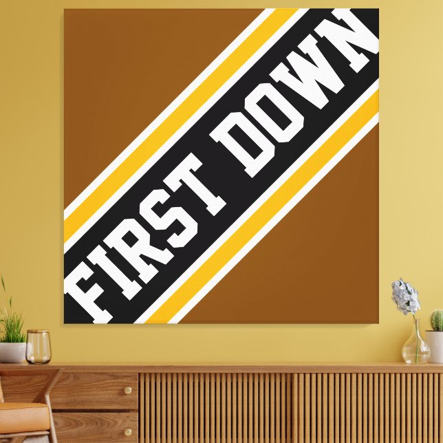 FÖRSTA Randen - Athletic Brown Black Football Canvastryck (Insitu (Vardagsrum))