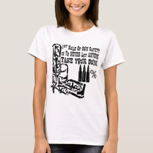 Första regeln om vapensäkerhet får aldrig någon ta t shirt